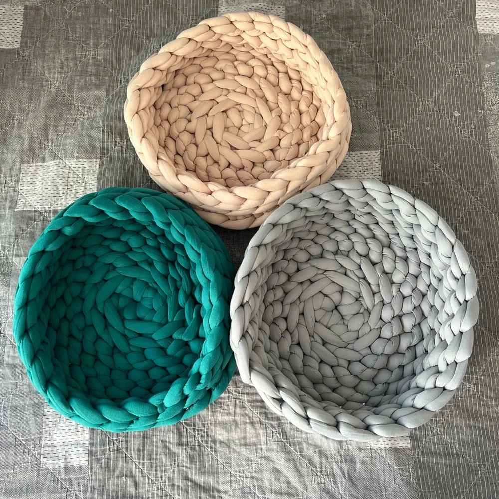 Chunky Knit Pet Basket, Machine Washable Cotton Cat/Dog Bed or Home Decor